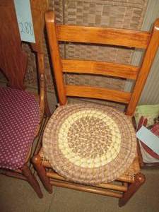 Vintage wood dining chair with wick...
