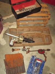 Vintage wool open top tool box, woo...