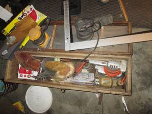 Vintage narrow footlocker trunk, as...