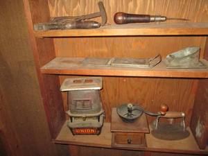 Antique Union heater, hand tools an...