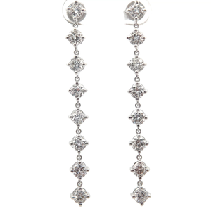 4.00 Carat Diamond Linear Dangle Earrings in 14k White Gold $4,250 Retail VIDEO