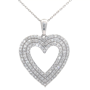 Sparkling 2 Carat Diamond Triple Halo Heart Necklace VIDEO