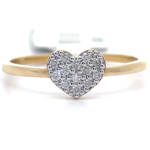 New Pav Natural Diamond Heart Ring in 14k Yellow Gold $800 Retail Tag VIDEO