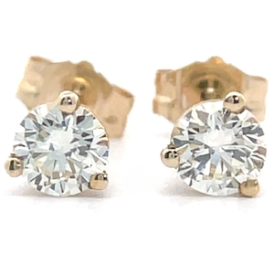 0.31 Carat Natural Diamond Round Solitaire Stud Three-Prong Martini Earrings in 14k Yellow Gold $1,200 Retail Tag VIDEO