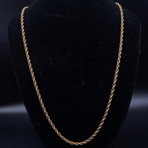 Estate Classic Twisted Rope Chain Necklace in 14k Yellow Gold, Lengthy 23 VIDEO
