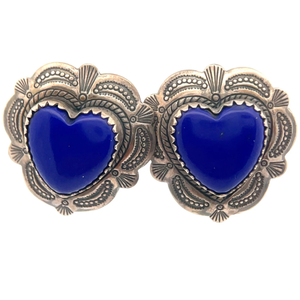 Lapis Lazuli Heart Shaped Vintage Earrings VIDEO