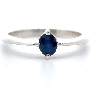 Oval Natural Dark Blue Sapphire Bezel Solitaire Ring VIDEO