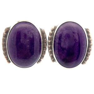 Vintage Sterling Silver Purple Sugilite Cabochon Earrings VIDEO