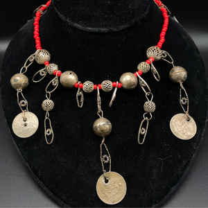 Handcrafted Vintage Guatemalan Coin Fringe Chandelier Necklace