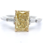 2.50 Carat Fancy Yellow & White Diamond Radiant & Baguette Three-Stone Ring in 14k Gold; $4,900 Retail *VIDEO*