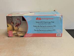NEW EVERGREEN SOLAR LED FLAMINGO PAIR