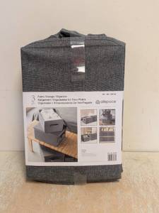 NEW FABRIC STORAGE ORGANIZER 3PK GRAY