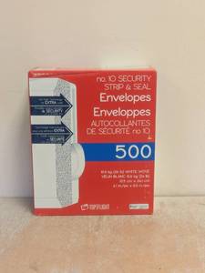 NEW TOP FLIGHT NO. 10 SECURITY STRIP & SEAL ENVELOPES 500 PK