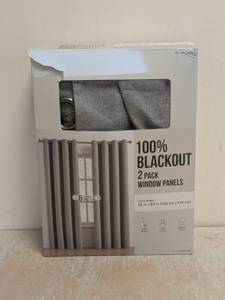 100% BLACKOUT WINDOW PANELS 2PK GRAY