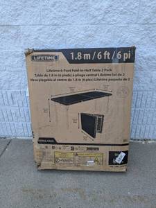 NEW LIFETIME 6FT. FOLD-IN-HALF TABLE 2PK BLACK