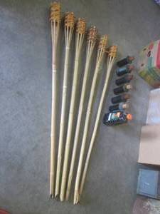 (CS) Set of 6 Woven Bamboo Tiki Tor...
