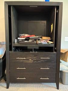 Black Entertainment Center Cabinet - Missing Front Doors