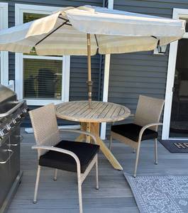 Belair Outdoor Patio Dining Set With Umbrella & 2 Chairs