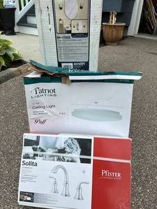 Mixed Lot Zenith Medicine Cabinet, Patriot Lighting Ceiling Light & Pfister Faucet