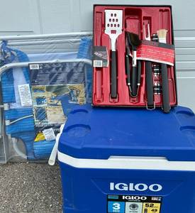 Igloo Cooler, Tommy Bahama Chair & Grill Tool Mixed Lot