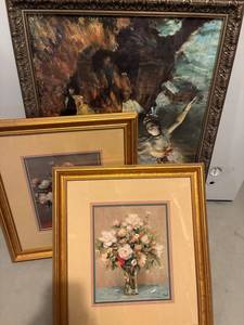 Framed Painting Trio - Floral & Ballerina Art