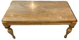 Heavy Metal Top Table With Marble-Style Top