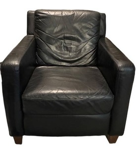 Black Leather Club Chair With Ottoman