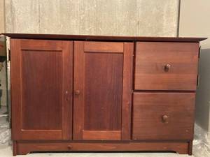 Concealed Wood Desk With Cabinet Doors & Drawers