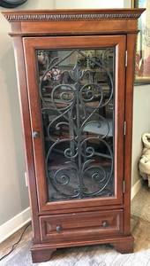 Wood Wine Cabinet With Iron Door
