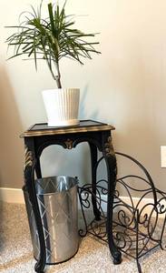 Side Table, Magazine Rack, Trash Can & Plant Mixed Lot