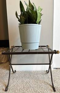 Heavy Wrought Iron Table With Live Potted Plant