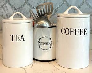 Tea, Coffee & Utensil Canister Set With Utensils