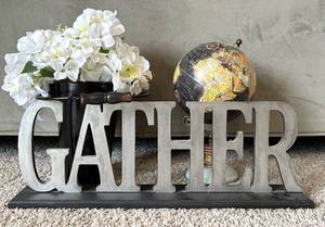 Gather Sign, Faux Floral Arrangement & Decorative Globe Mixed Lot