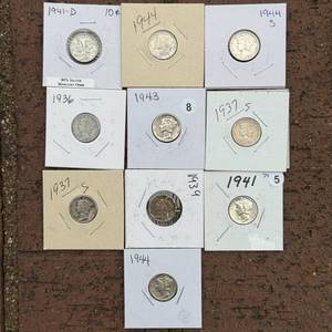 (10) Group of Ten Mercury Silver Dimes