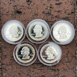 (5) Washington 90% Silver Statehood Quarters - Pennsylvania, Connecticut, New Jersey, Delaware, Georgia
