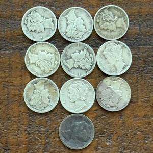 (10) Group of Ten Mercury Silver Dimes