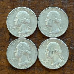 (4) Group of Four Washington 90% Silver Quarters Pre-1965
