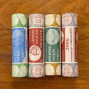 (4) Four Rolls of 2004 - 2006 Uncirculated Jefferson Westward Journey Nickels