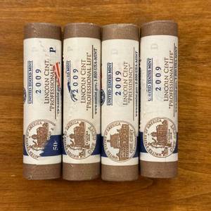 (4) Four Rolls of 2009 Lincoln Professional Life & Presidency Uncirculated Pennies