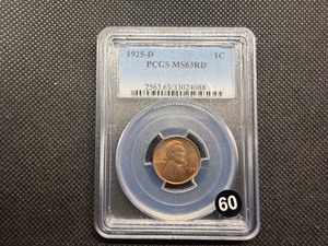 1925-D Lincoln Cent PCGS MS64 RB - PCGS Price Guide Value for an MS64 RB is $225
