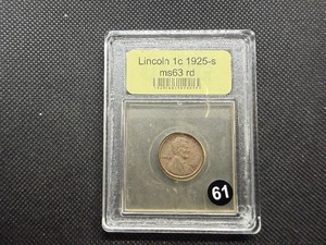 1925-S Lincoln Cent USCG MS63 RD - Greysheet Wholesale Value for an MS63 BN is $180