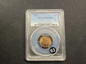 1929 Lincoln Cent PCGS MS65 RB -  PCGS Price Guide Value for an MS65 RB is $40