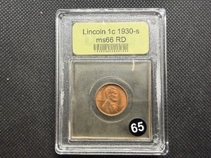 1930-S Lincoln Cent USCG MS66 RD - Greysheet Wholesale Value for an MS66 RB is $100