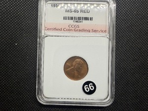 1931 Lincoln Cent CCGS MS65 RD - Greysheet Wholesale Value for an MS65 RB is $80
