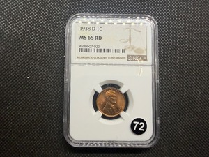 1938-D Lincoln Cent NGC MS65 RD - NGC Price Guide Value for an MS65 RD is $20