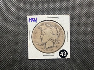 KEY DATE 1921 High Relief Silver Peace Dollar -  Greysheet Wholesale Value for a VG8 is $105
