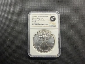 2020-P  Emergency Production 1 Oz. Silver American Eagle NGC MS69  - NGC Price Guide $135