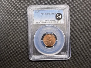 1920 Lincoln Cent PCGS MS64 RB -  PCGS Price Guide Value for an MS64 RB is $85