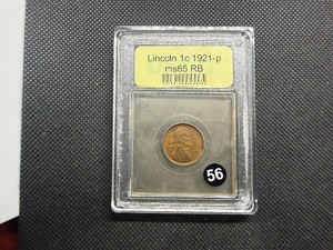 1921-P Lincoln Cent USCG MS65 RB - Greysheet Wholesale Value for an MS65 BN is $140