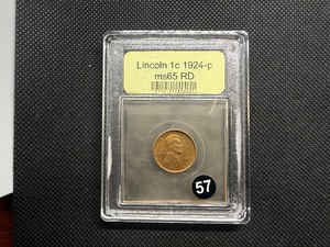 1924-P Lincoln Cent USCG MS65 RD - Greysheet Wholesale Value for an MS65 RB is $190
